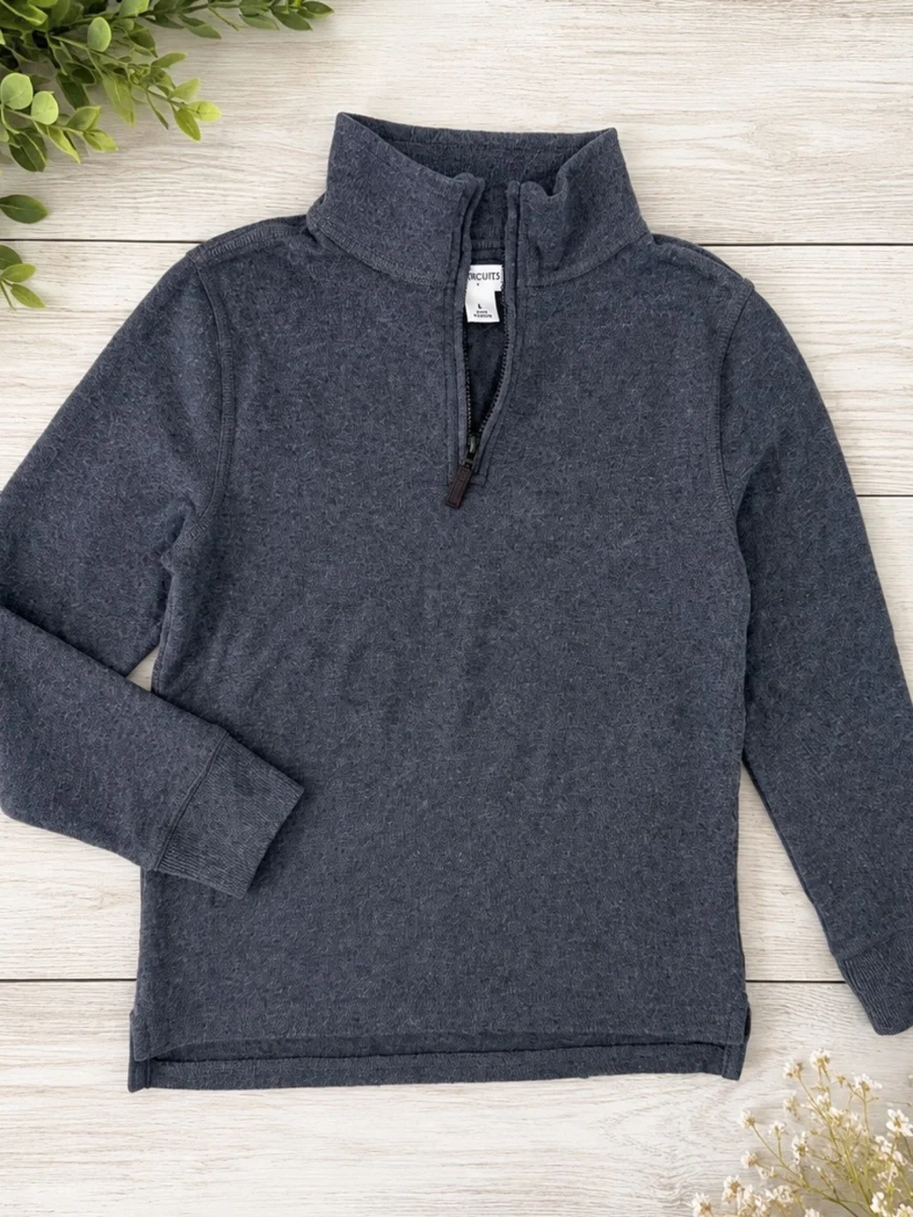 Crewcuts charcoal gray boys' quarter-zip pullover sweater Size small